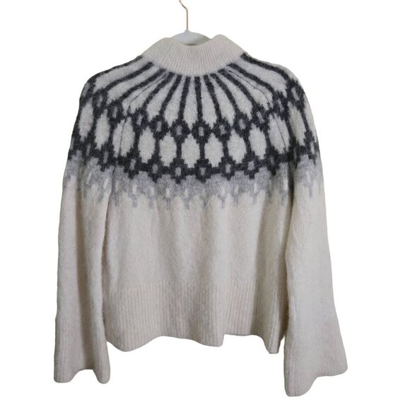 Banana Republic Fairisle Alpaca Blend Sweater S White & Black - Picture 3 of 8